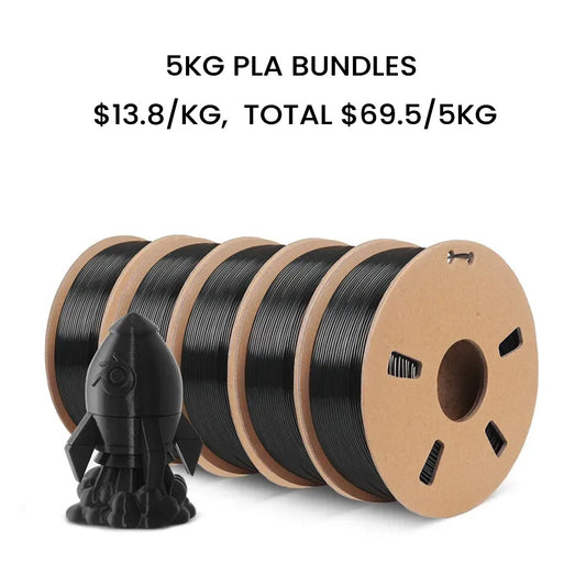 Black Color 5KG PLA Filament Pack 1.75mm, 1KG/Spool