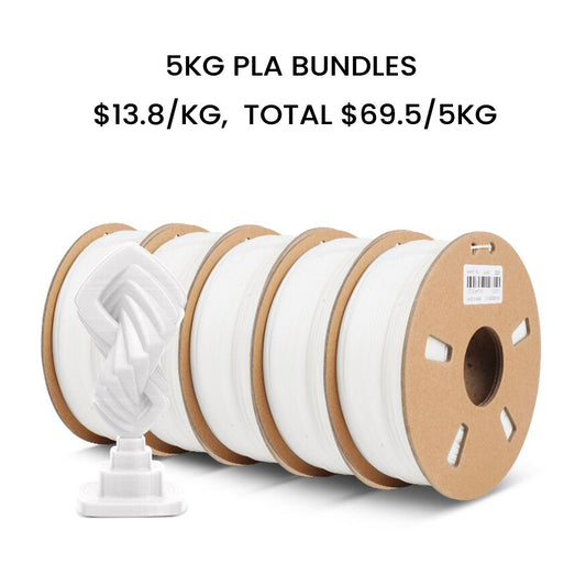 White Color 5KG PLA Filament Pack 1.75mm, 1KG/Spool