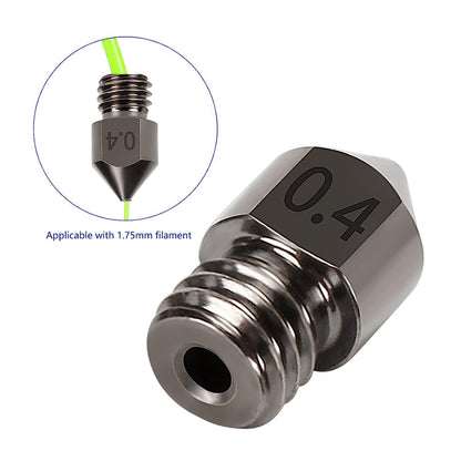 Hardened Steel MK8 Nozzles, Upgraded Tungsten All Metal Extruder Nozzles 0.2mm, 0.3mm, 0.4mm, 0.5mm, 0.6mm[10 PCS Total]